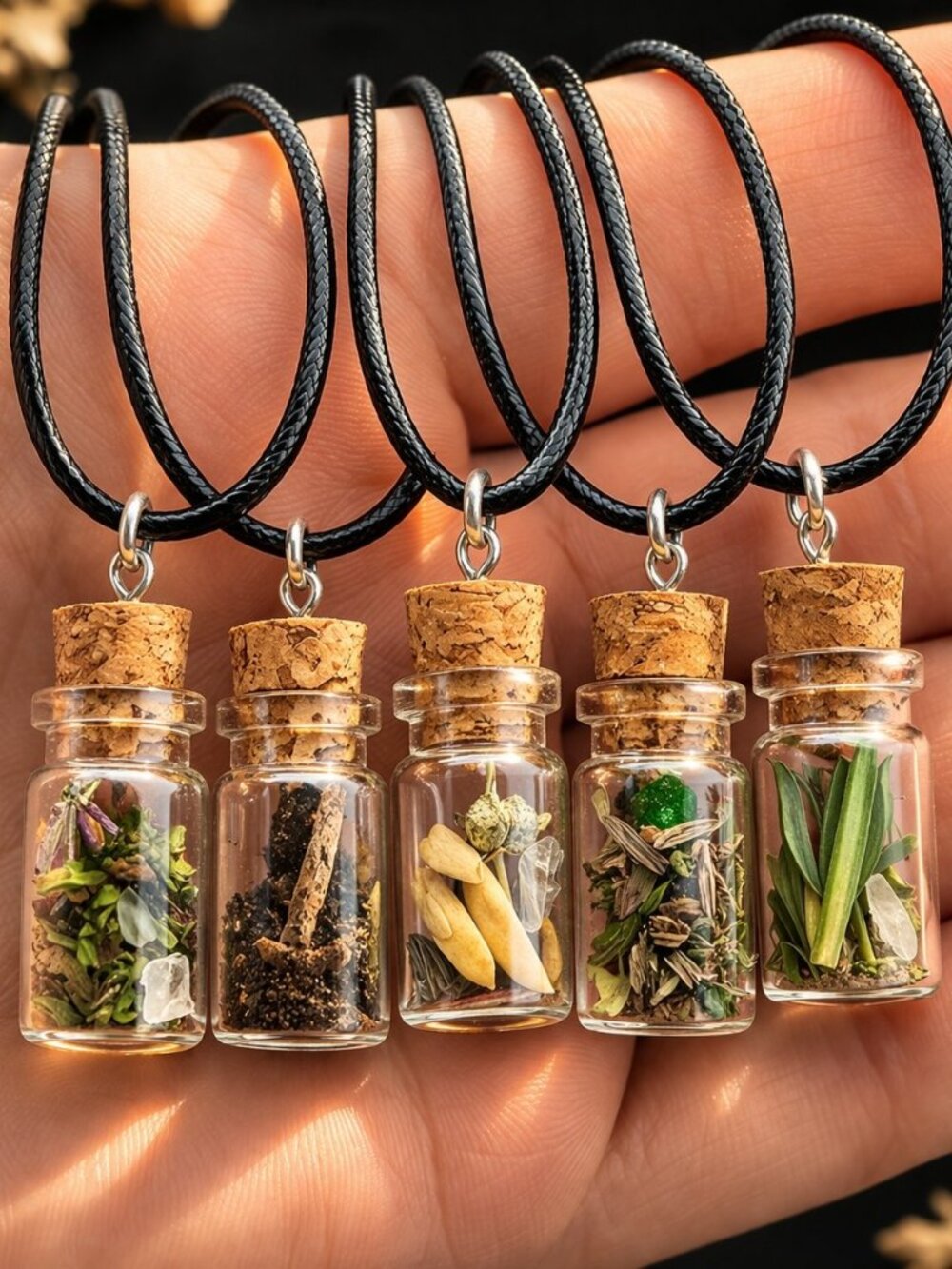 Spell Bottle Necklace Witchy Crystal Vial Relic Pendant